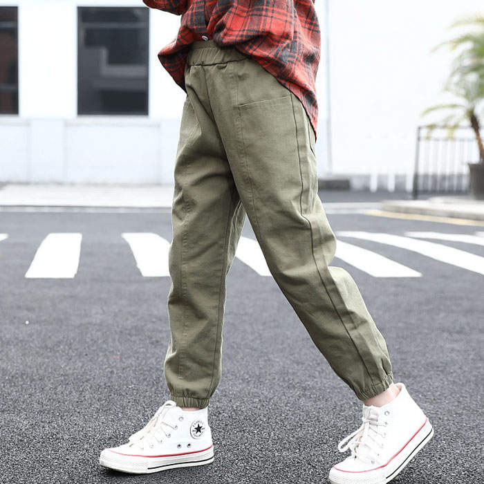 Girls Joggers Long Pants Pockets Outdoor Casual Trousers Big Pocket-ArmyGreen