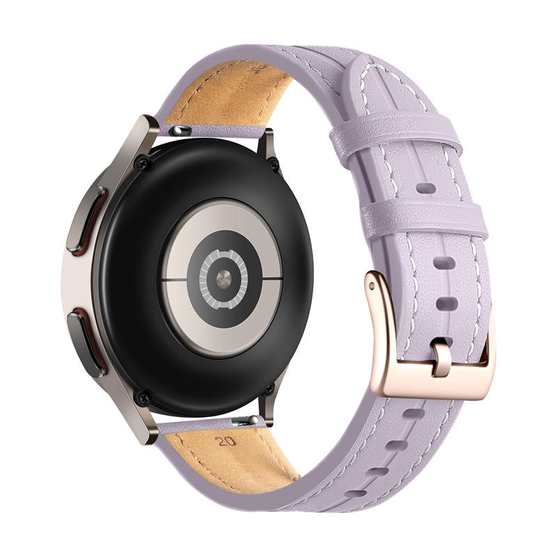 Genuine Leather Watchband Groove for Galaxy Watch 42mm/Samsung Gear S3-Purple