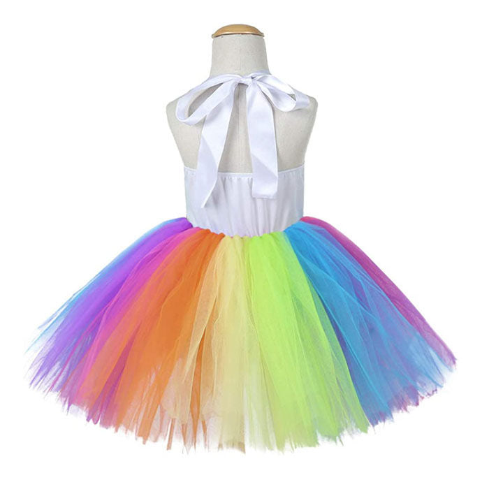 Sequin Unicorn Dress for Girls with Gold Headband Birthday Easter Gifts Dance Dresses-Rainbow