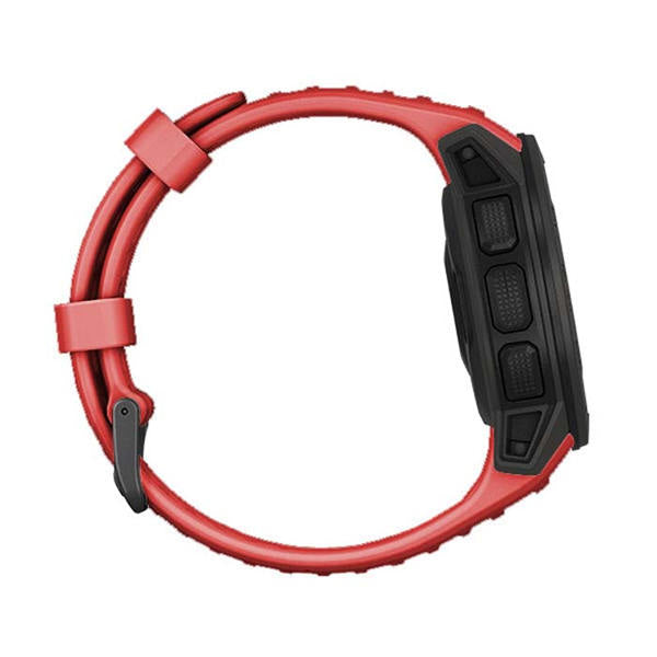 For Garmin Instinct Watchband Soft Silicone Adjustable Replacement Strap 22MM Black Steel Buckle-Red