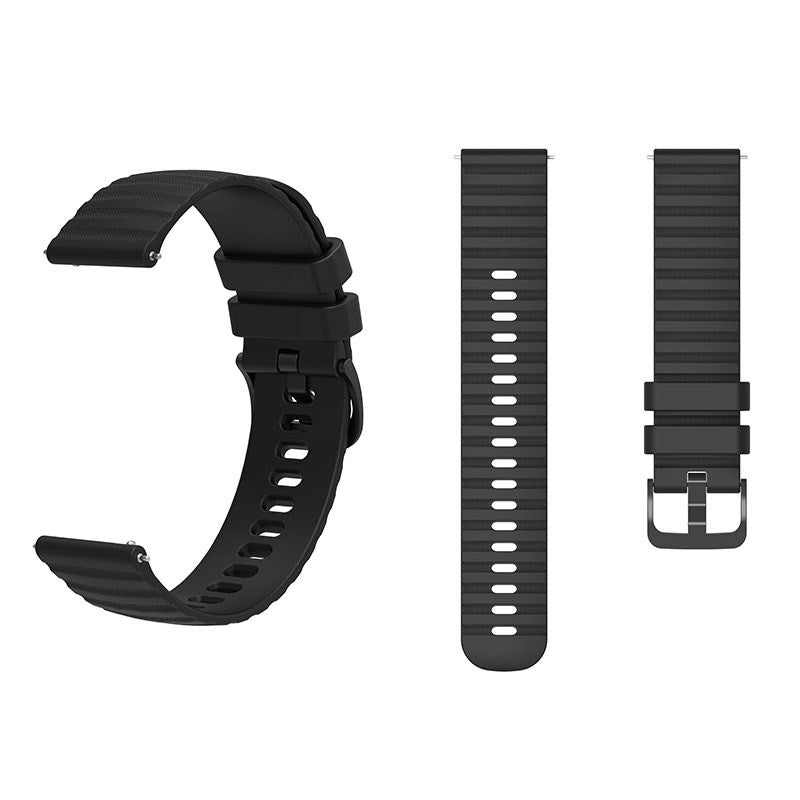 Silicone Watch Band Wave Pockmark for Samsung Cear S2 Huawei Watch GT-Black