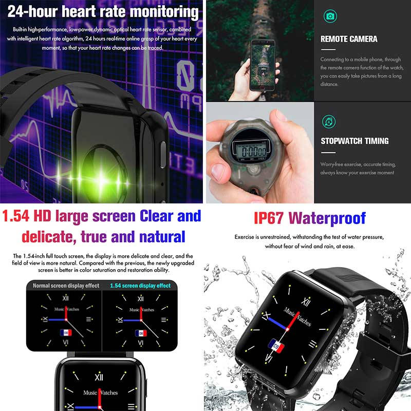 F30 Touch Screen Smart Watch with Music Heart Rate Monitor Call Text-Red