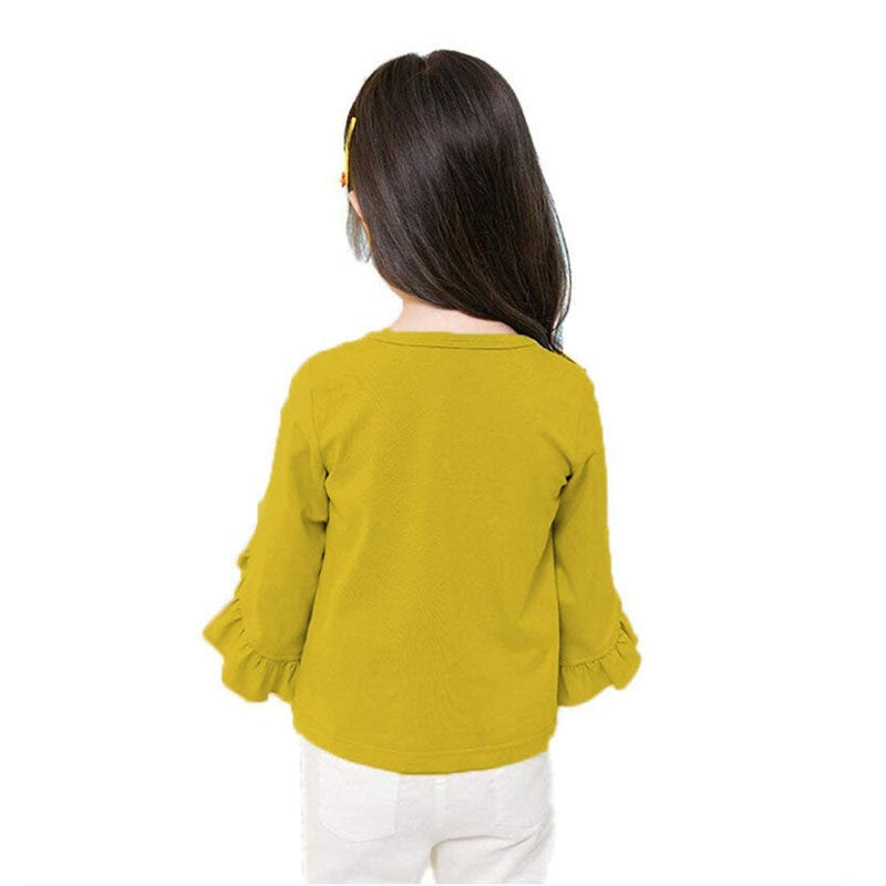 Little Girls Ruffle Bat T Shirt Pullover Autumn Spring Princess Tops-Ginger