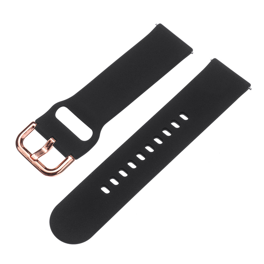Color Silicone Watch Band Rose Gold Stainless Steel Buckle For Samsung Gear S2 Classic Samsung Galaxy Watch 42mm(Black)