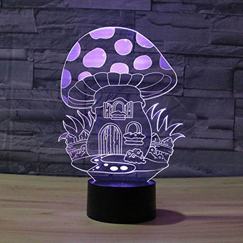 3D Mushroom Night Light 7 Color Touch LED Table Lamp Xmas Toy Gift