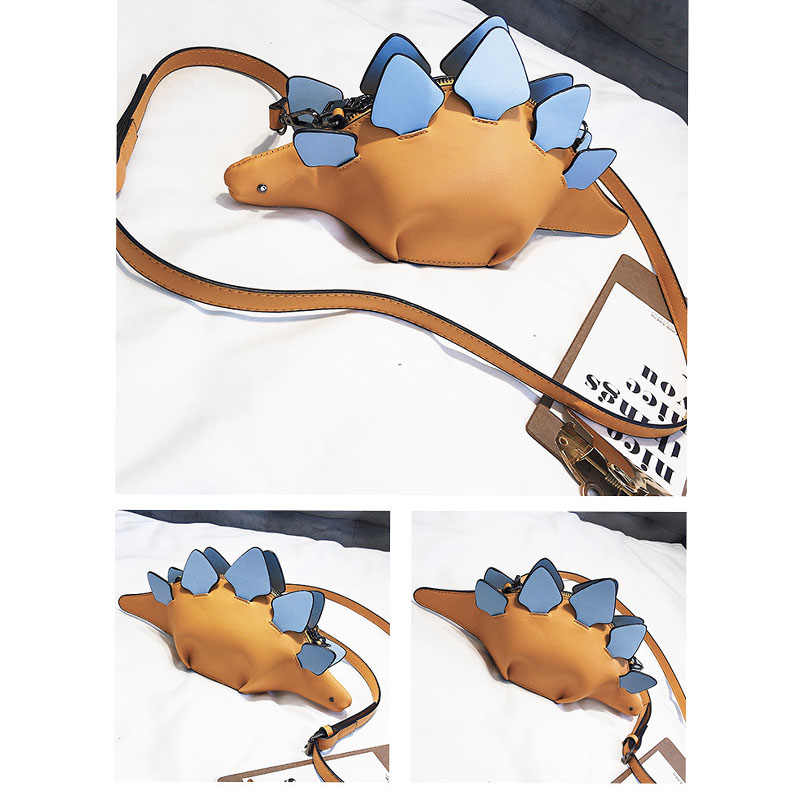 Dinosaur Shoulder Purses PU Stegosaurus CrossBody Bag for Girl Women-Yellow