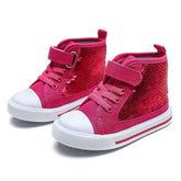 High Top Sneakers for Toddler Girls with Color Change Sequins-Rose Red