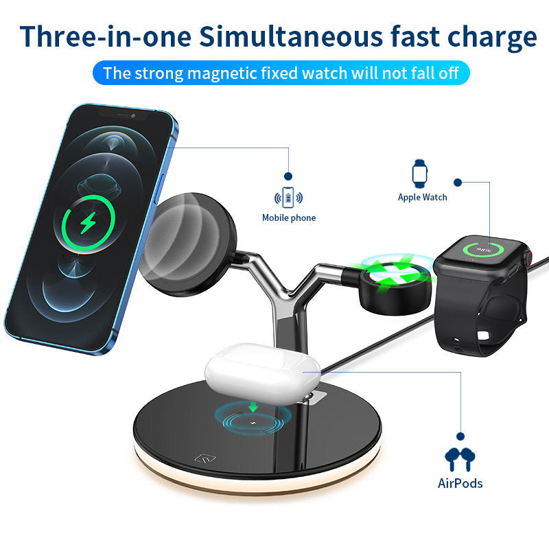 3 in 1 Simultaneous Fast Charge Station Support Apple Android Phone iWatch Airpods-White