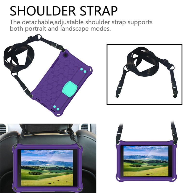 Hive SamSung Tab A 8.0 T380/T385/T387/T377/T330 Tablet Case Durable Stand Cover With Shoulder Strap-PurpleAqua