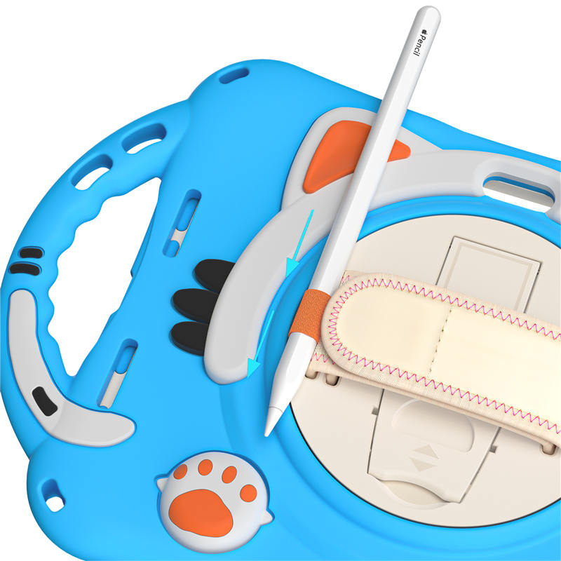 CatA iPad Silicone Case For iPad Mini 6 Built-in Handle Stand With a Strap-Light Blue