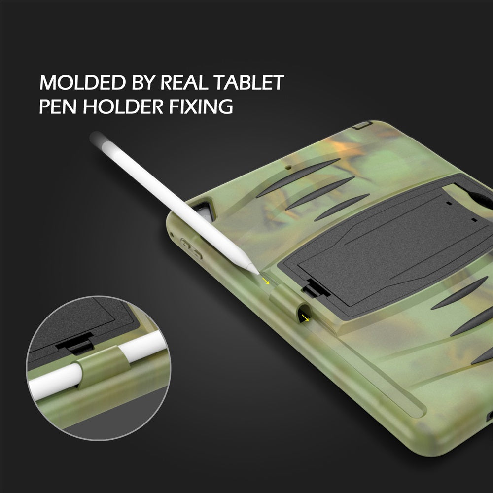 Shock Wave Kickstand Case Anti-Fall Protection With Pencil Holder For 9.7inch iPad 5/iPad 6/iPad Air2/iPad Pro9.7-Camouflage