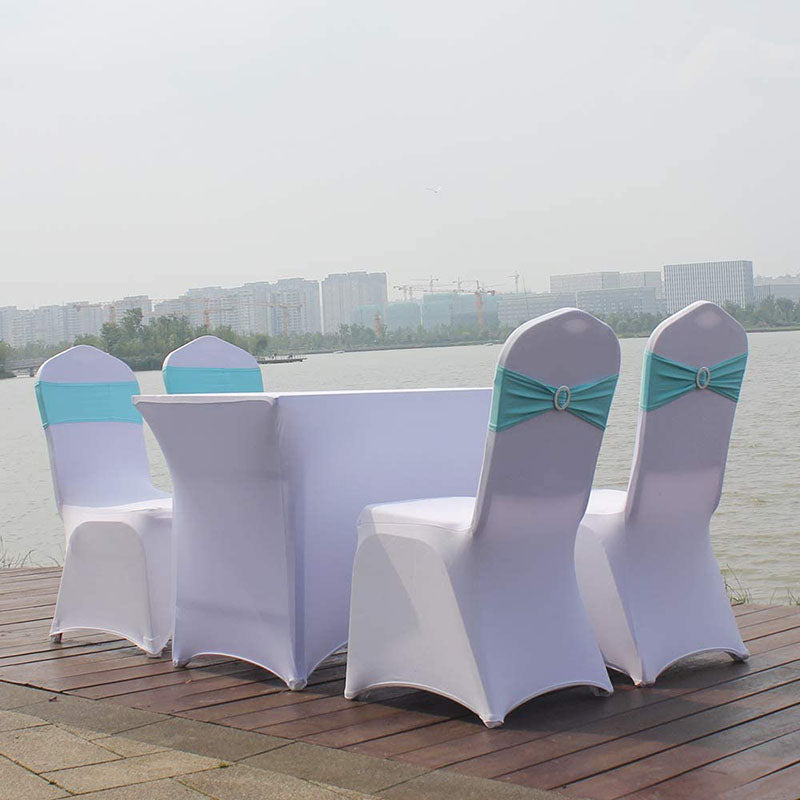 10 Packs Spandex Chair Sashes with Buckle for Wedding Party Banquet Decoration Engagement Event Birthday Graduation Meeting -Blue
