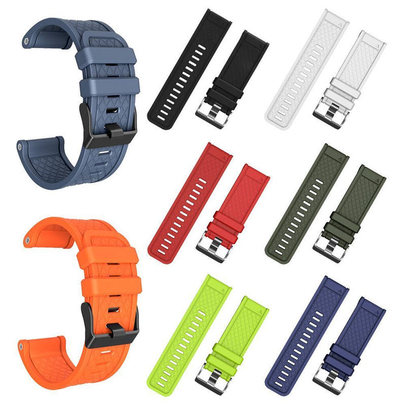 Soft Silicone Watch Strap For Garmin Fenix 2 Easy Fit 26mm Width Smart Watch Accessories Black Buckle-Black