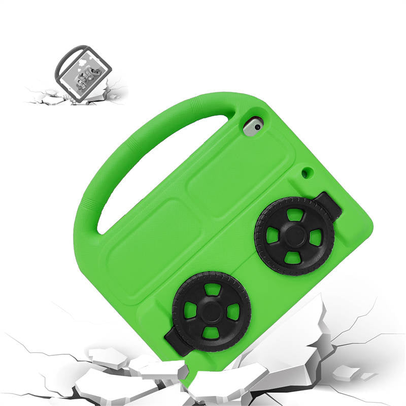 Wheel iPad Case For iPad 7/8/9 Air 3 Pro 10.5 inch Shockproof Stand Cover With Handle Stand-Green