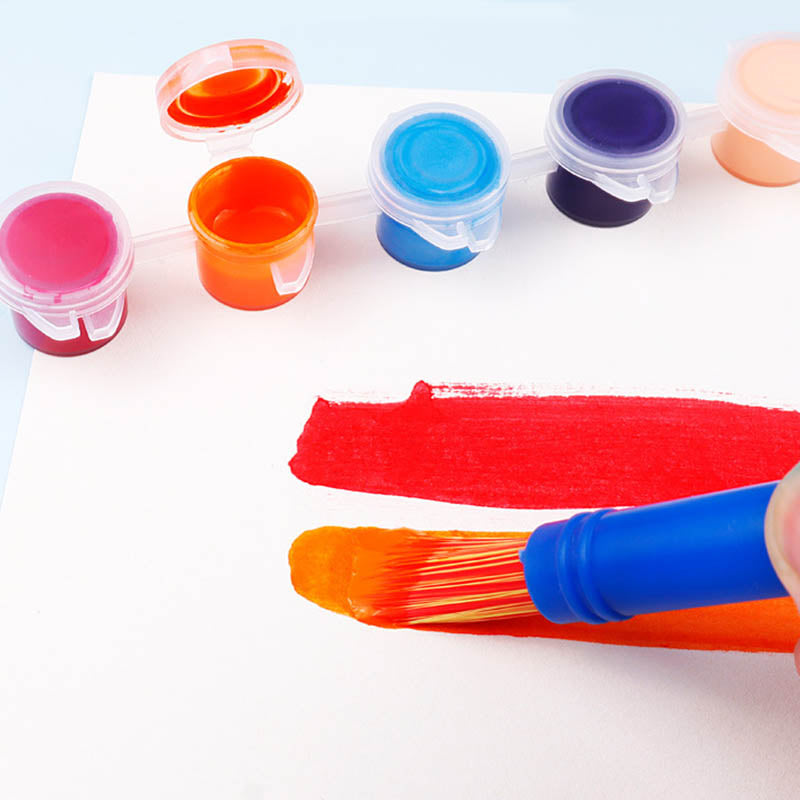 7 Pcs Kids Nylon Color Handle Paint Brushes and Sponge Tool Set