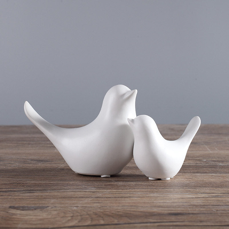 Ceramic Animal Figurines Home Decoration Furniture Desktop Display-White Bird