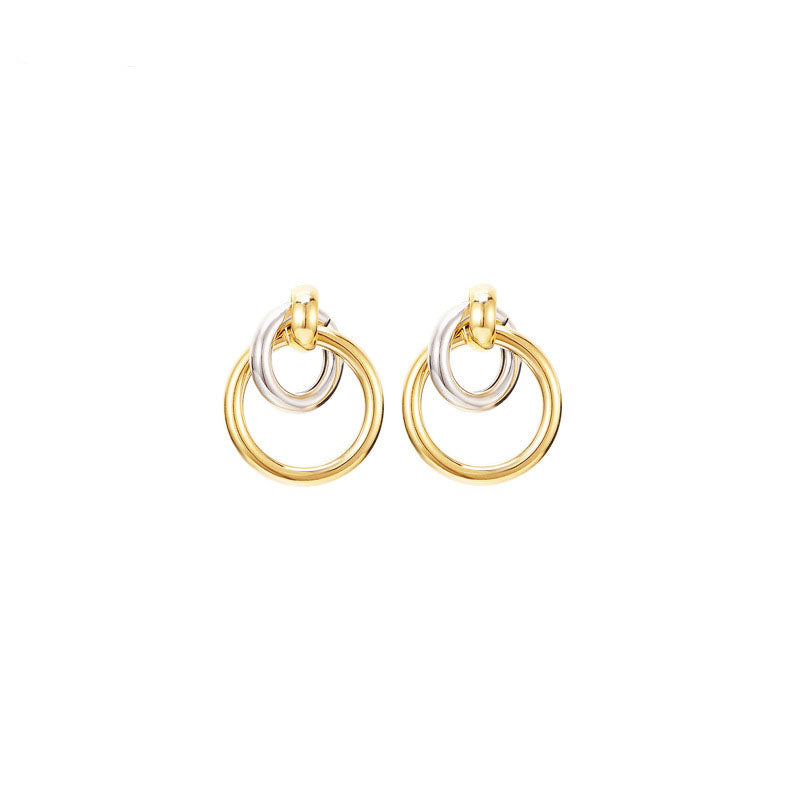 Simple Intertwining Double Circle Earrings For Women