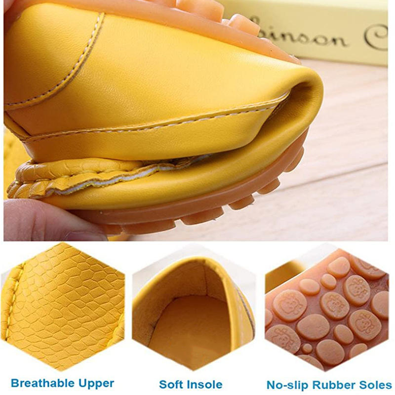 Casual Toddler Flat Shoes Boys Girls Soft Slippery Loafers-Yellow