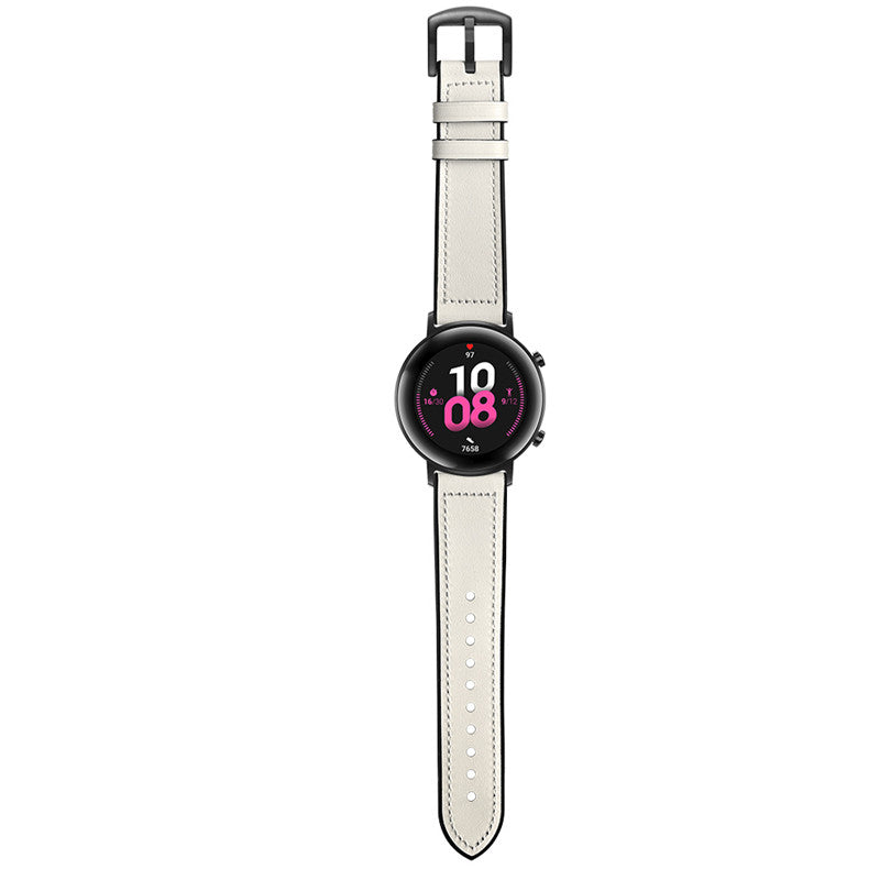 Silicone Leather Watch Strap 22mm 20mm For Samsung Galaxy Watch - White