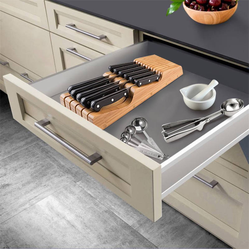 Bamboo Knife Block Organizer Wood Drawer Holder Insert Storage for Kitchen
