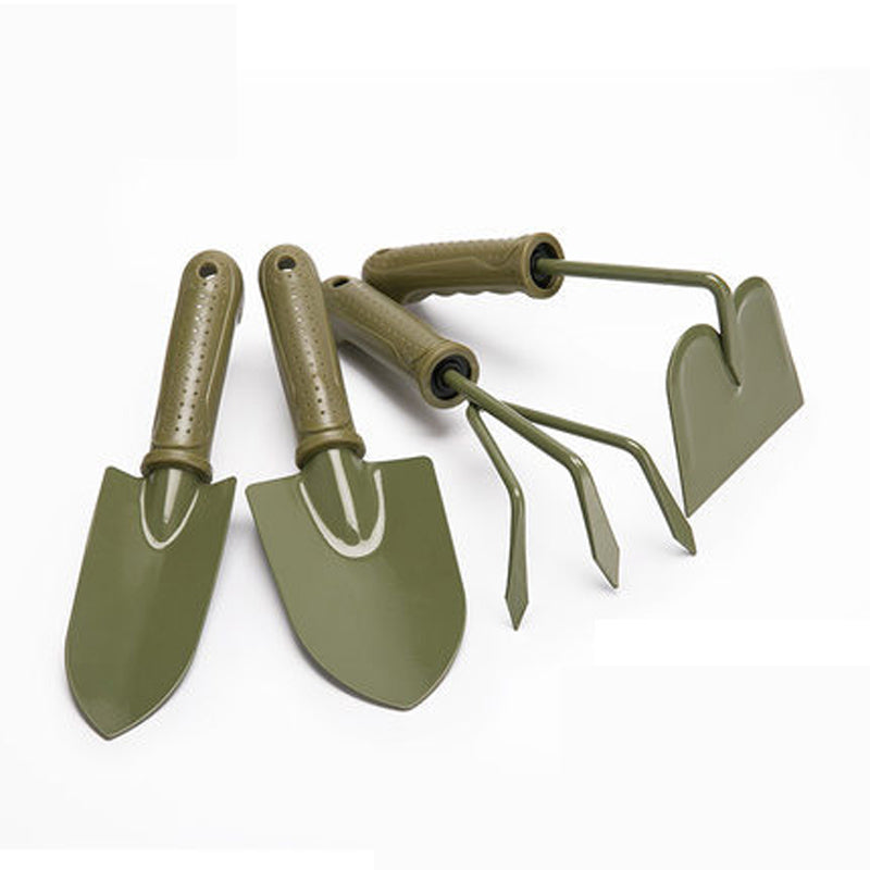 4 Piece Garden Tool Set Carbon Steel Garden Tool Lightweight Soft Ergonomic Handle Grip Non-Slip -Olive Green