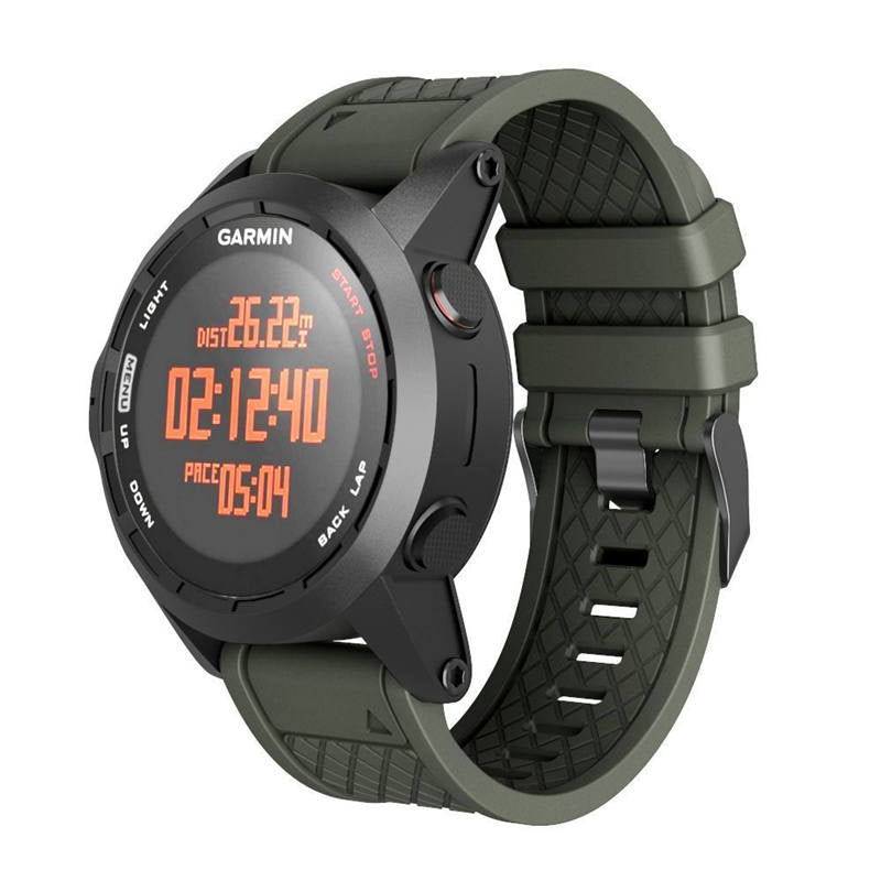 Soft Silicone Watch Strap For Garmin Fenix 2 Easy Fit 26mm Width Smart Watch Accessories Black Buckle-Army Green