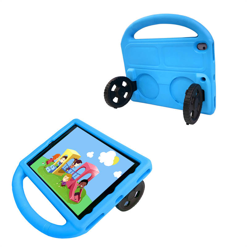 Wheel iPad Case For iPad 7/8/9 Air 3 Pro 10.5 inch Shockproof Stand Cover With Handle Stand-Blue