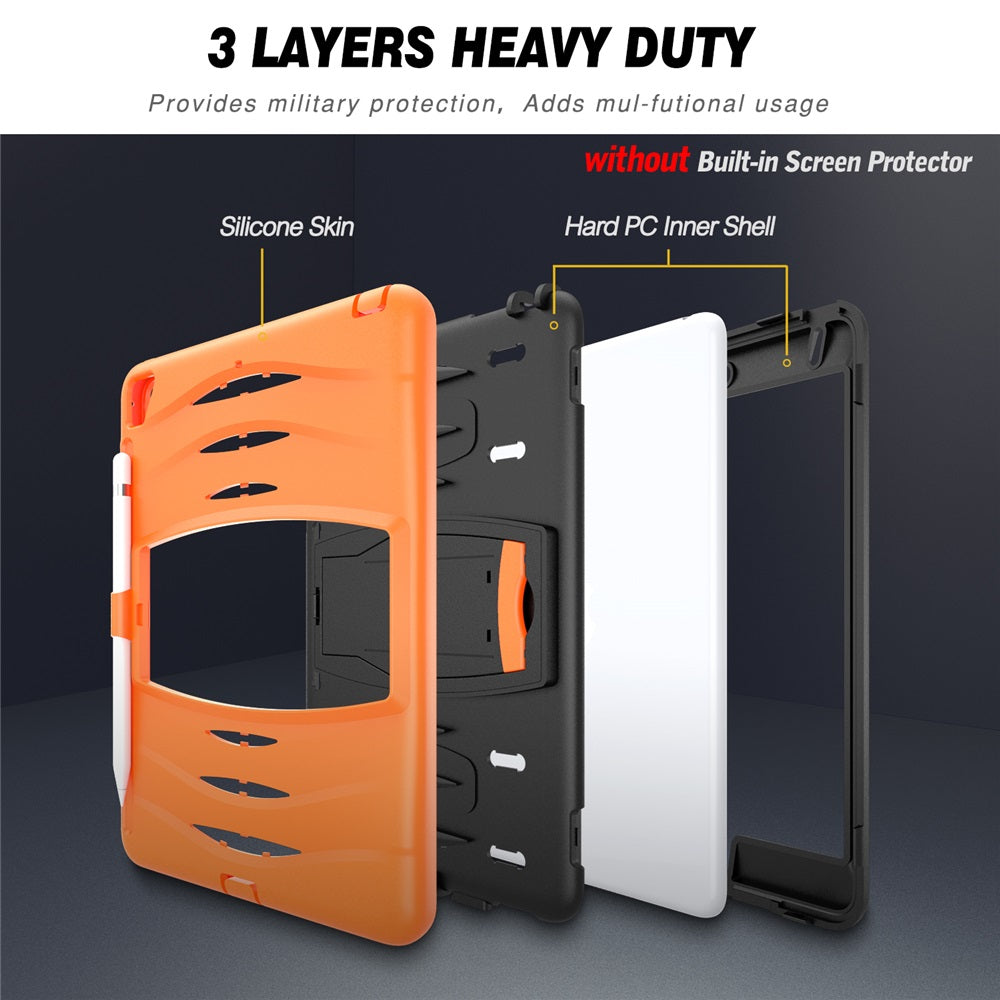 Shock Wave Kickstand Case Anti-Fall Protection With Pencil Holder For 9.7inch iPad 5/iPad 6/iPad Air2/iPad Pro9.7-Orange