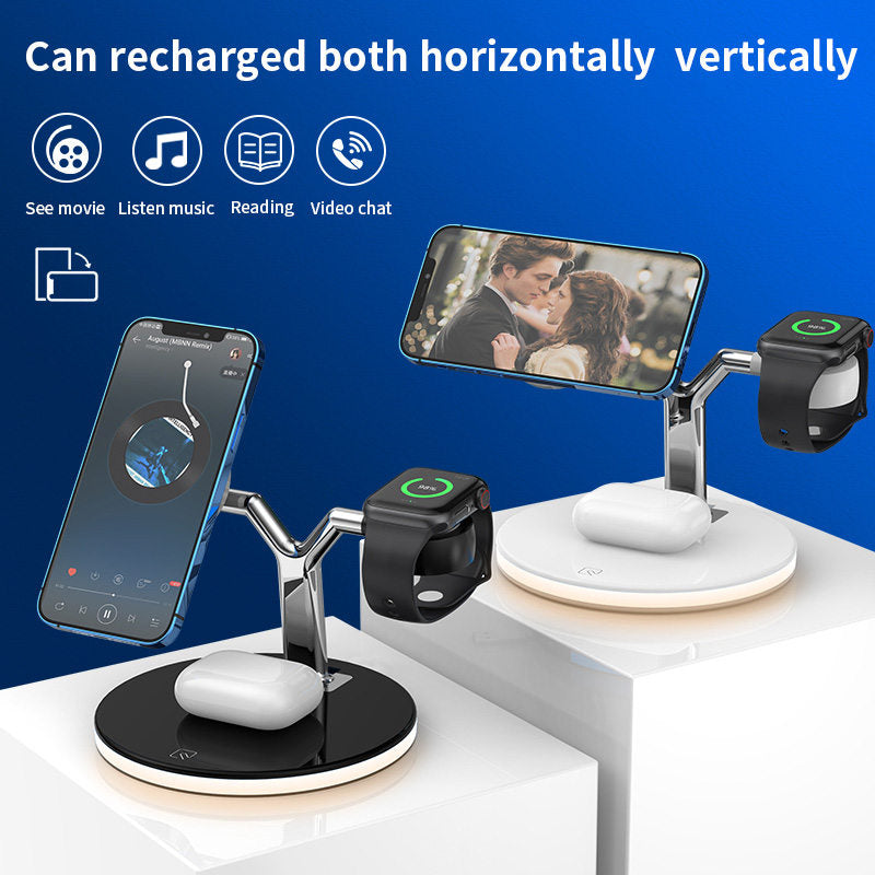 3 in 1 Simultaneous Fast Charge Station Support Apple Android Phone iWatch Airpods-White