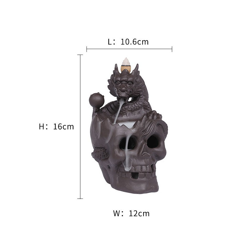 Backflow Incense Burner Ceramic Gothic Smoke Fountain for Halloween