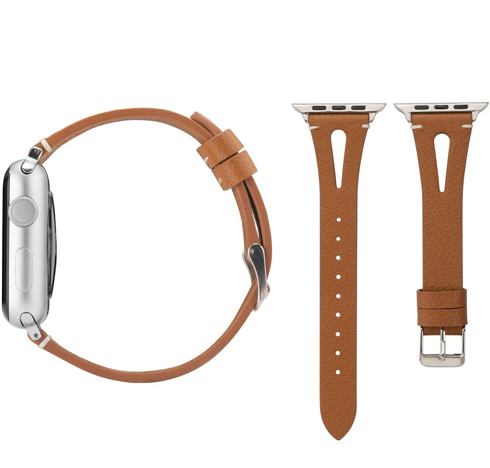 Fashion Triangle Hole Leather Watch Band For Apple Watch SE/6/5/4/3/2/1(Brown)