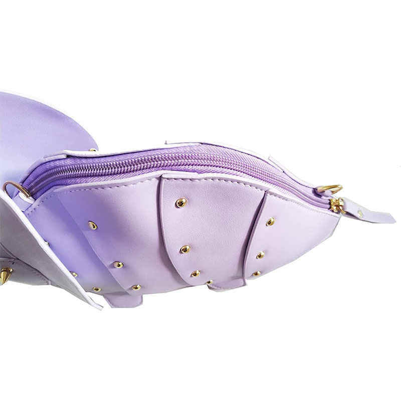 Dinosaur Shape Crossbody Shoulder Bag Women Pu Leather Rivet Chic Clutch-Purple