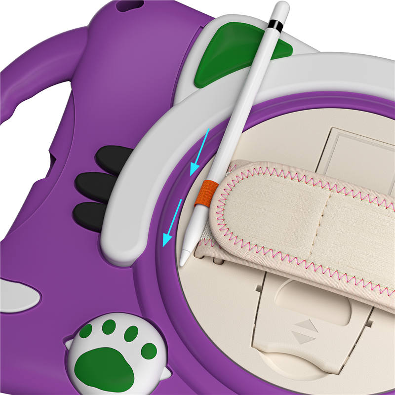 CatA iPad Silicone Case For iPad 10.2 Air10.5 Pro10.5 Built-in Handle Stand With a Strap-Purple