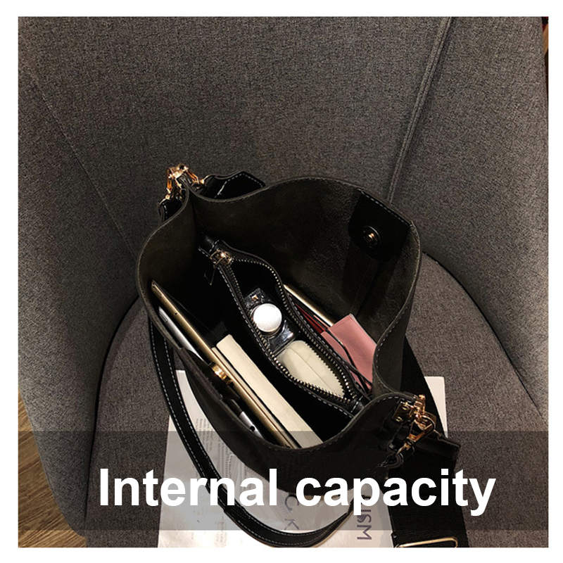 Women Bucket Bag Large Capacity Vintage PU Leather Handbag-Brown