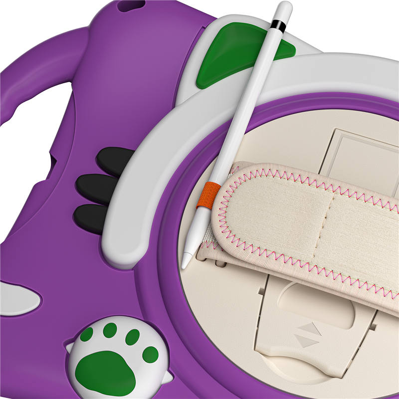 CatA iPad Silicone Case For iPad Mini 5 4 3 2 1 Built-in Handle Stand With a Strap-Purple