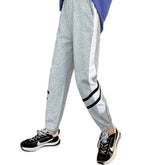 Girls Joggers Long Pants Pockets Outdoor Casual Trousers Two Bars-Gray