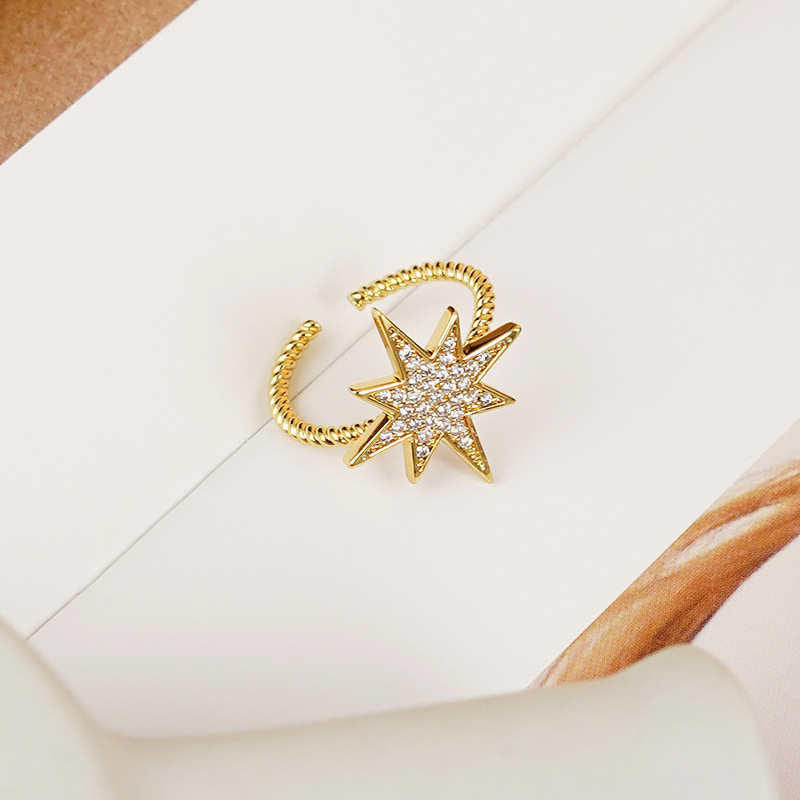 Gold Stack Twisted Ring Star Wrap Open Ring For Women