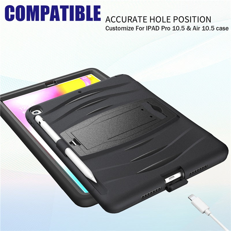 Shock Wave Kickstand Case Anti-Fall Protection With Pencil Holder For 10.5inch iPad Air3/iPad Pro10.5-Black