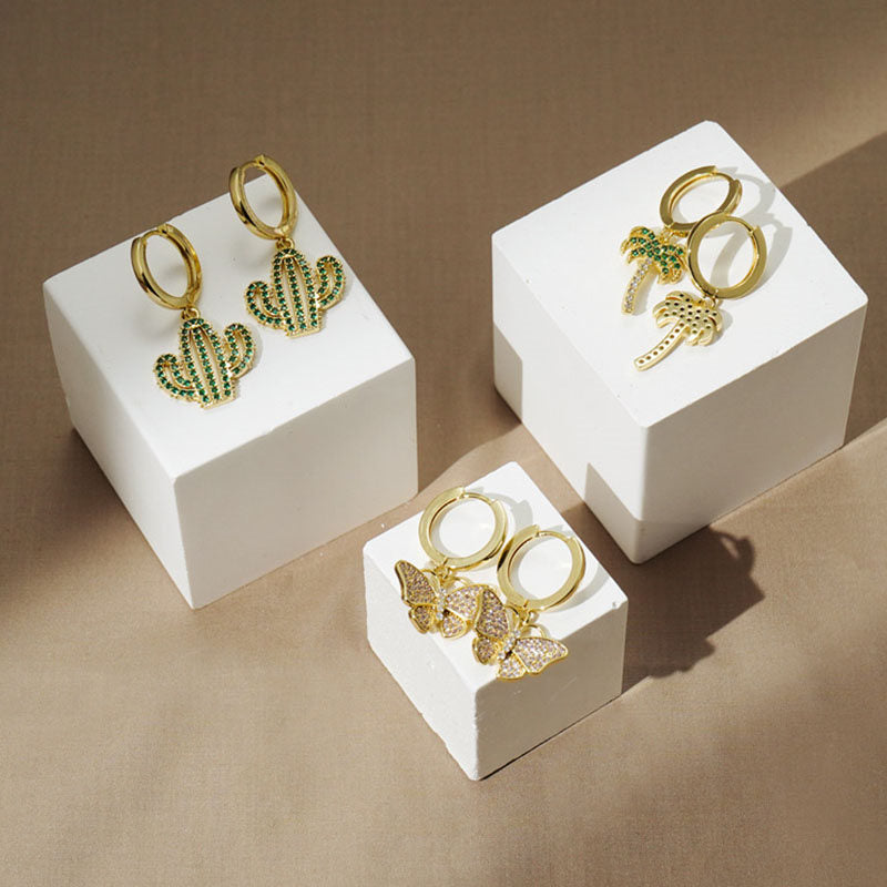 9 Pairs Coconut Cactus Earrings Set Elegant Stud for Girls and Women