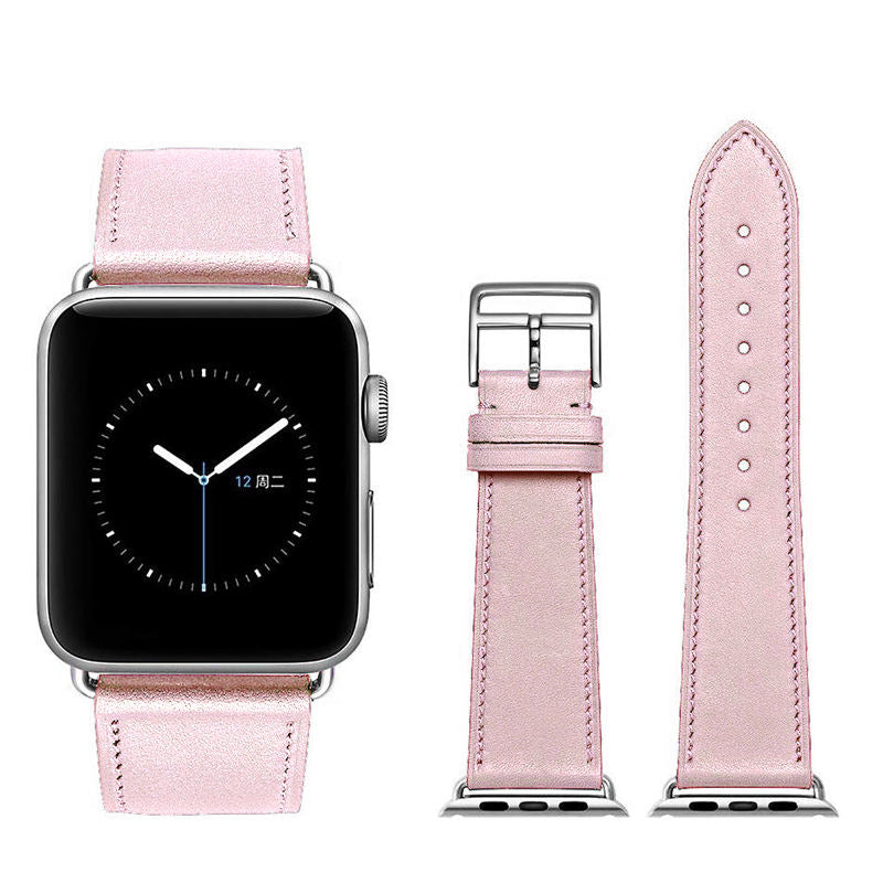 Genuine Leather Replacement Watch Band For iWatch Series SE/6/5/4/3/2/1-Pink
