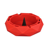 Geometric Silicone Ashtray Eco-Friendly Portable Unbreakable Tabletop Tray for Cigarettes Cigar -Red