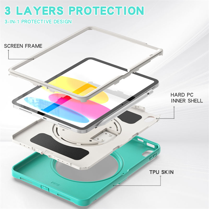 Tablet Case with 360¡ã Kickstand/Hand Strap Shockproof-MintGreen