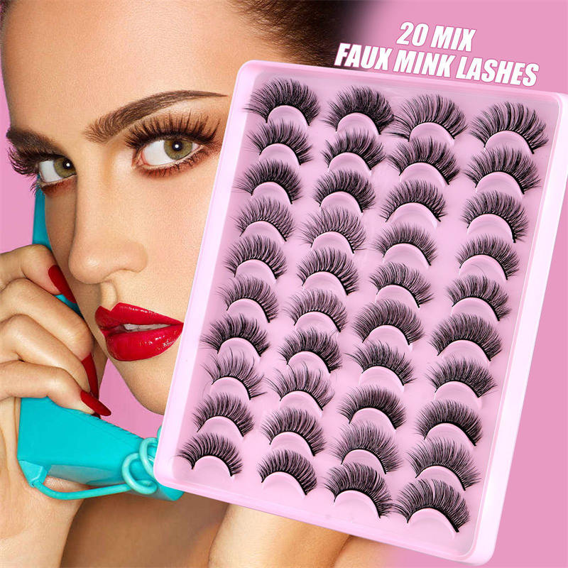 20 Pairs of False Eyelashes Mixed Natural Thick Cat Eye Lashes