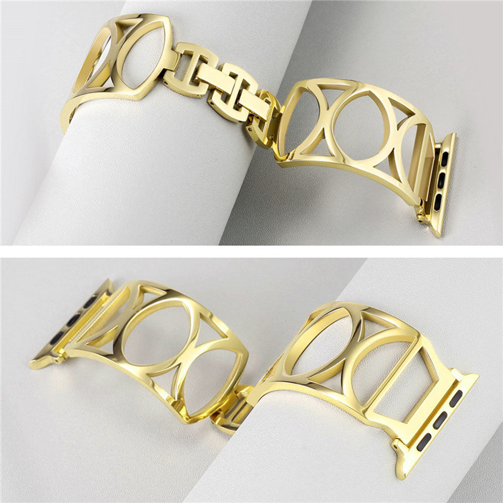 Fashion Hollow Metal Watch Band For Apple Watch SE/6/5/4/3/2/1(Gold)
