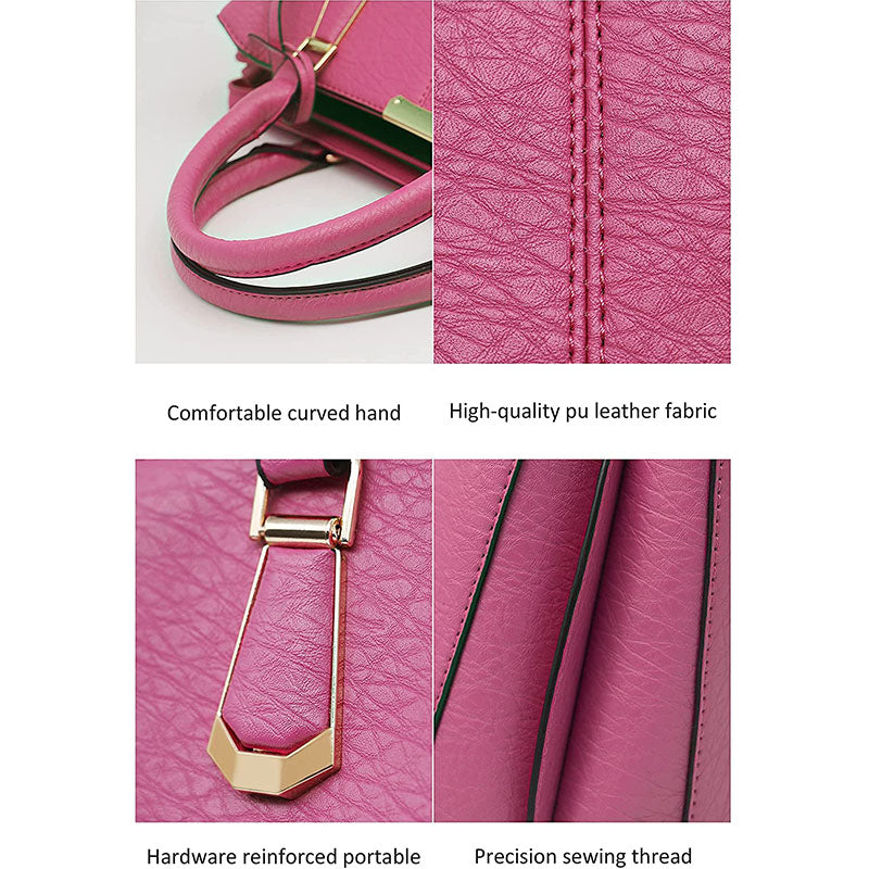Womens Fashion Handbags Top Handle High Capacity Tote-RoseRed