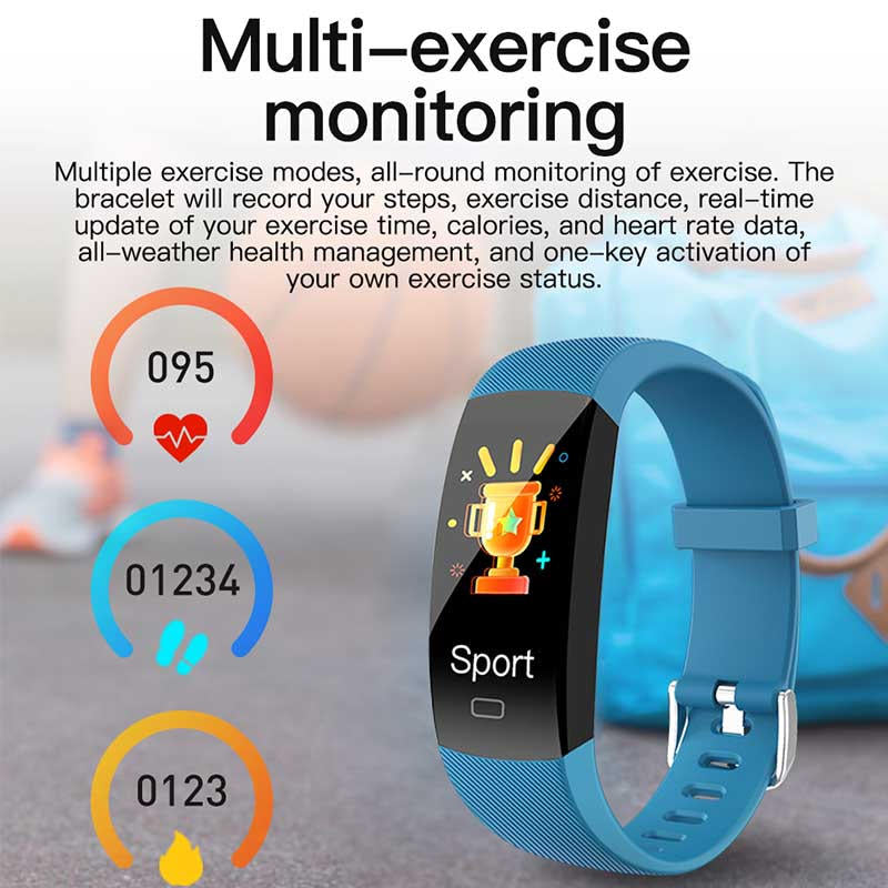 F64T Smart Watch Fitness Tracker with Blood Oxygen Heart Rate Temperature Monitor-Blue