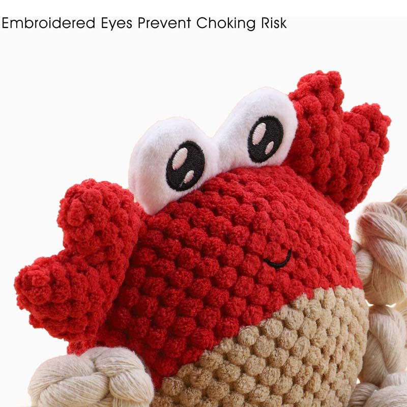 Dog Squeak Toy Partially Filled with The Chew Toy Suitable for Puppy and Medium Dogs-Crab