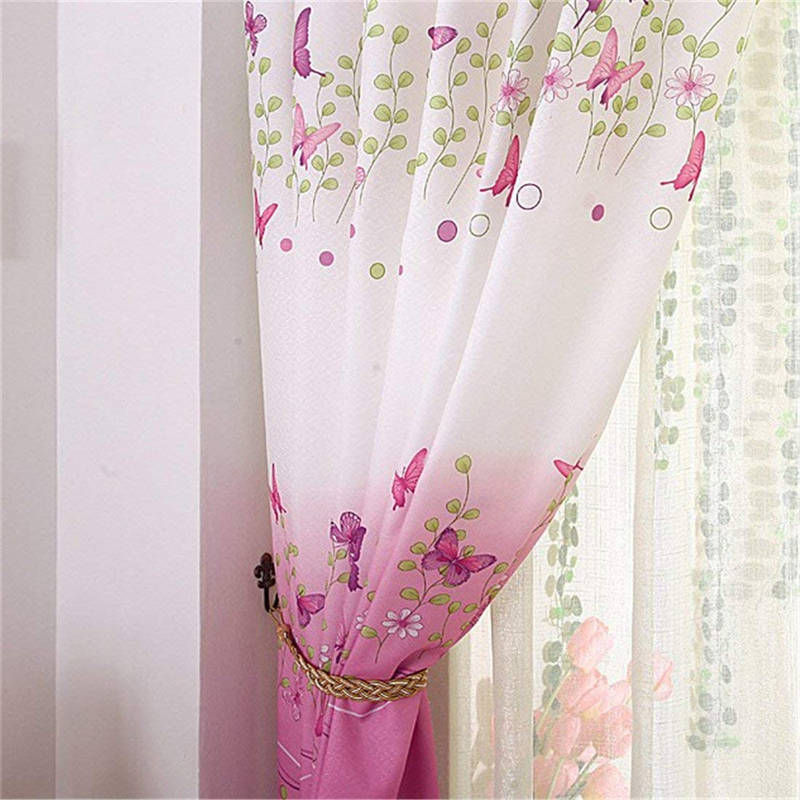 2 Panels Butterfly Flowers Printed Curtains for Girls Room 39 x 78 Inch