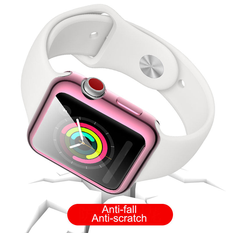 TPU Plated Cover Scratch-Proof Smartwatch Protective Case for iWatch Series SE/6/5/4/3/2/1-Pink