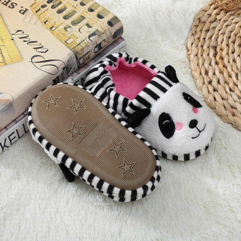 Cute Panda Plush Slippers for Baby Girls Soft Winter House Shoes
